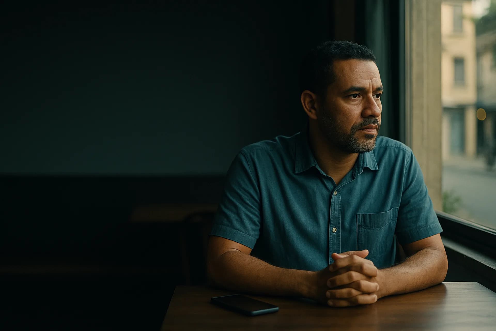 Held breath before speaking — a hard conversation still ahead