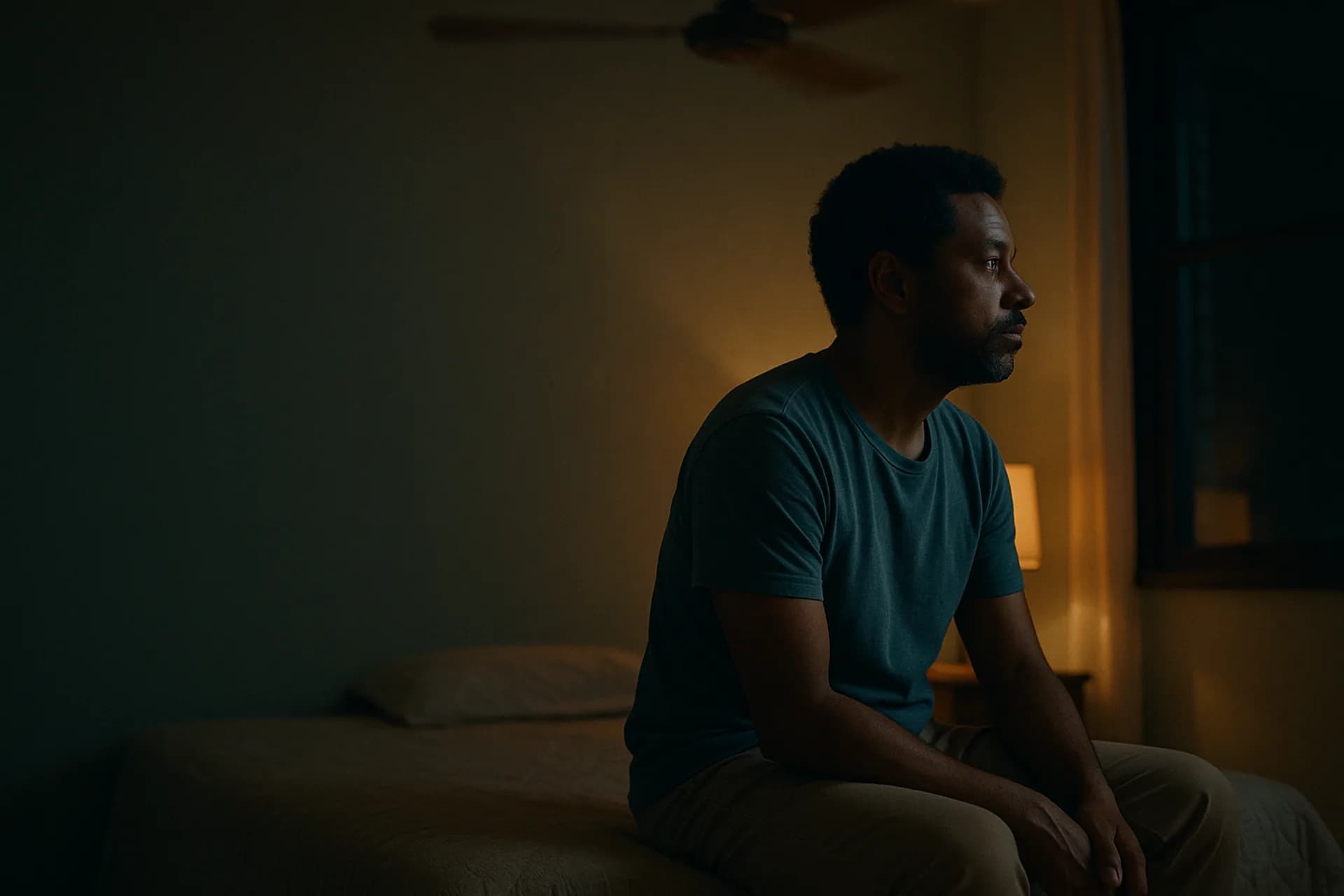 Un hilo de pensamiento orbitando en un círculo corto sobre la misma escena